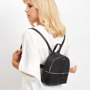 Women's Black Leather Backpack