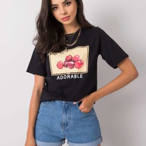 Black T-shirt with Ramira applique