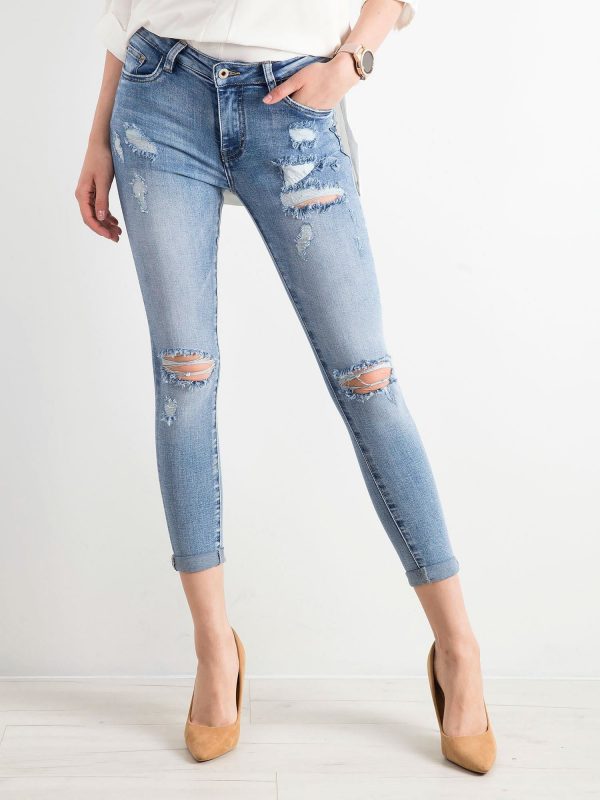 Blue denim pants for women