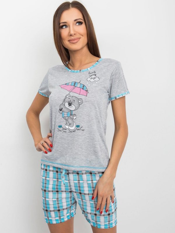 Grey Turquoise Women's Pyjamas