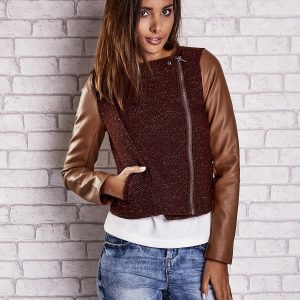 Brown Knitted Ramone with Leather Sleeves