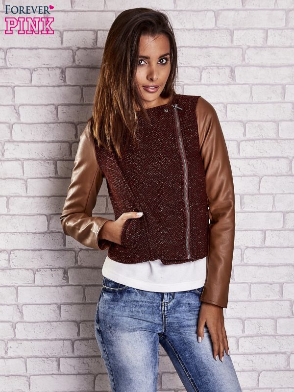 Brown Knitted Ramone with Leather Sleeves