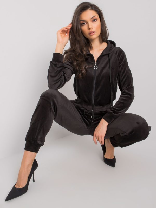 Black Juneau Velour Two-Piece Set