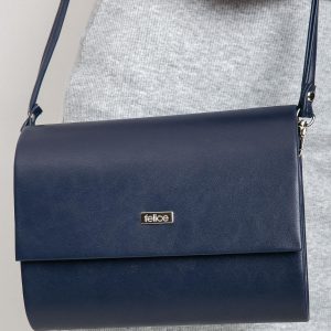 Navy blue eco-leather clutch bag