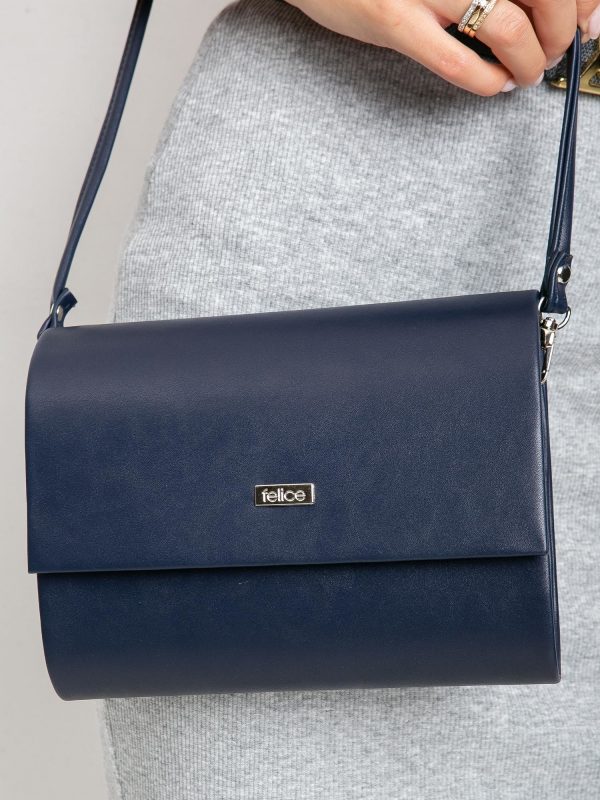 Navy blue eco-leather clutch bag