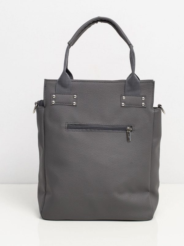 Grey women's bag made of eco leather