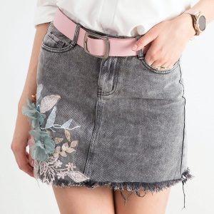 Gray denim skirt with applique