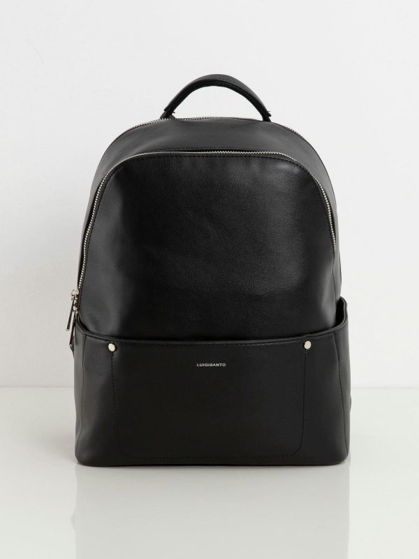 Black Large Eco Leather Backpack