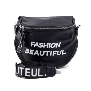 Black eco-leather bag with inscription