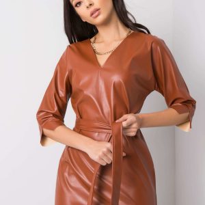 Brown Eco Leather Dress Enrica