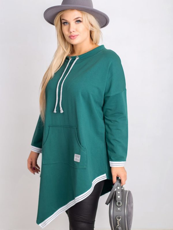 Dark green tunic plus size Open