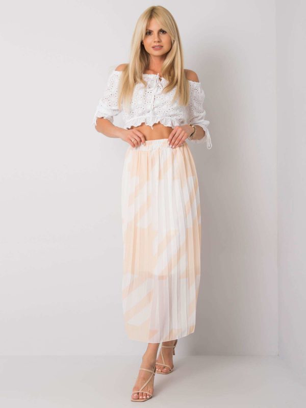 Beige Pleated Maxi Skirt Isidora