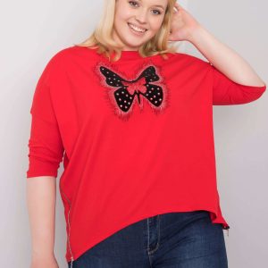 Red blouse with Millie appliqués