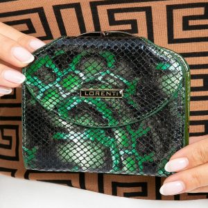 Green Leather Women Flip Wallet