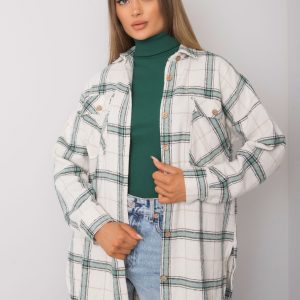 Beige and green women's checked shirt Bryce RUE PARIS