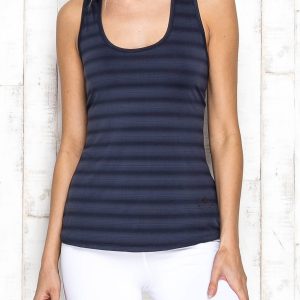 Dark grey women's sports top with stripes