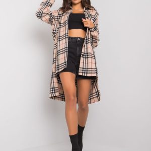 Bonnie's beige and black asymmetrical checked shirt