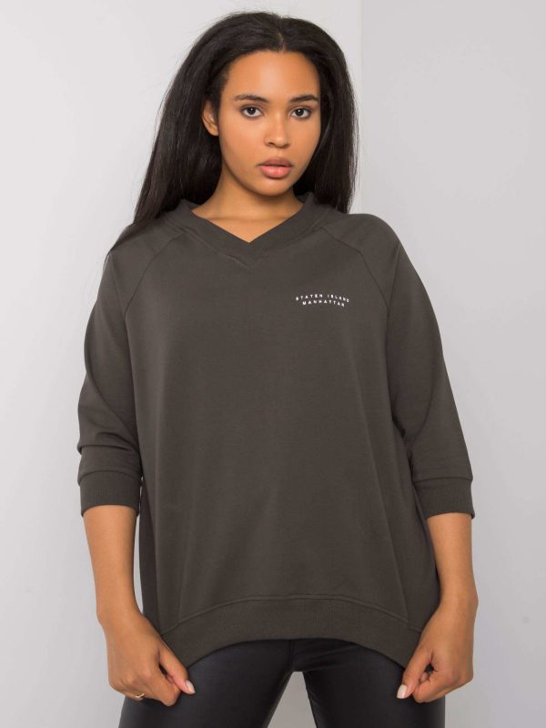 Dark khaki plus size cotton sweatshirt Naenia