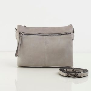 Grey eco-leather longitudinal handbag