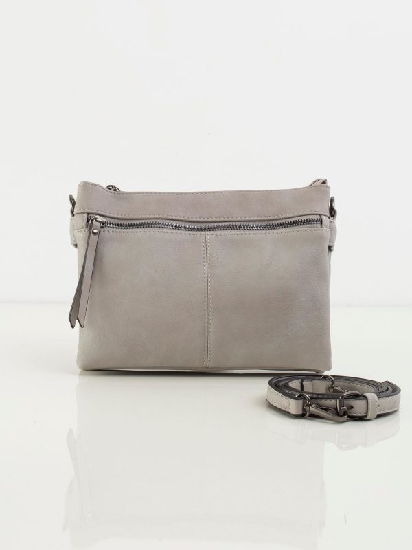 Grey eco-leather longitudinal handbag