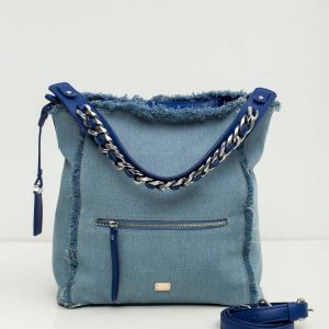 Blue bag with decorative handle