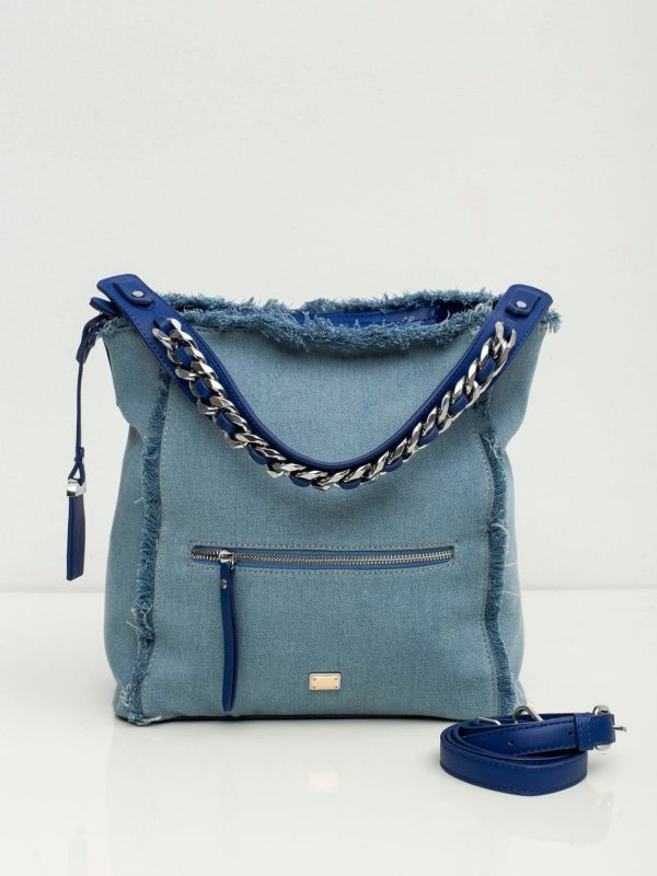 Blue bag with decorative handle