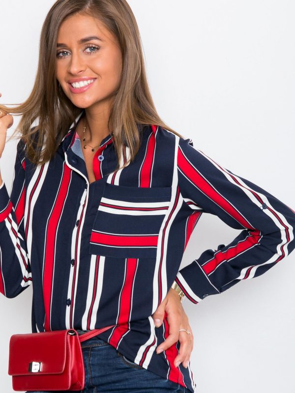 Navy Blue and Red Crush Shirt