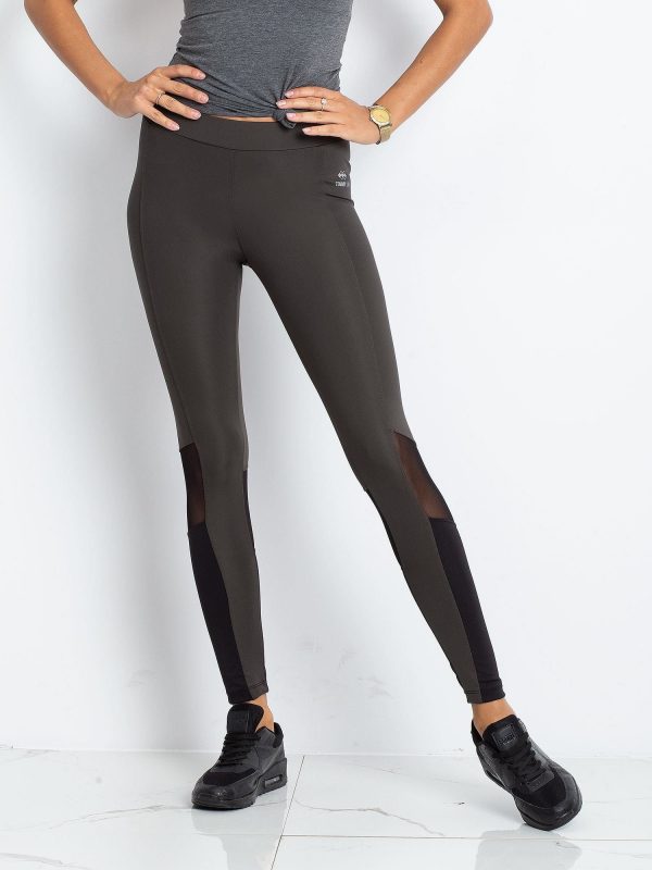 TOMMY LIFE Khaki-Black Sports Leggings