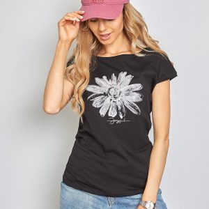 Black T-shirt Floral