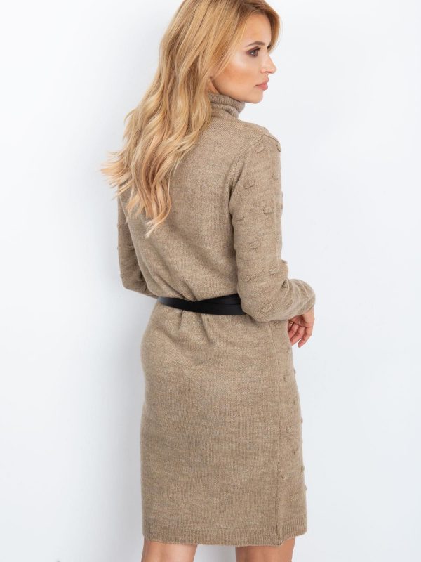 RUE PARIS Dark beige dress Silky