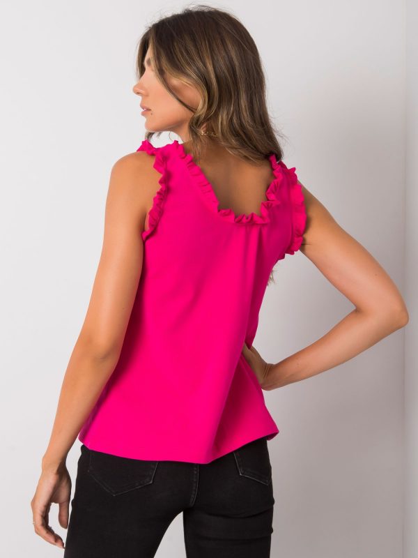 Fuchsia top with frills Sarai RUE PARIS