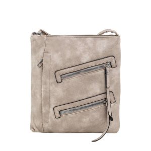 Dark beige eco-leather bag with pockets