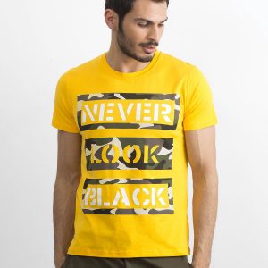 Men's T-shirt cotton with print yellow