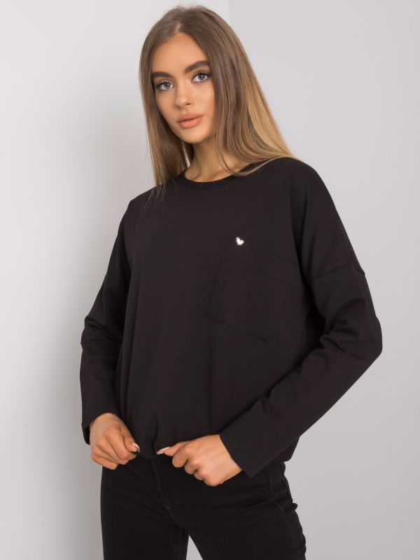 Black Basic Blouse with Norine Pocket