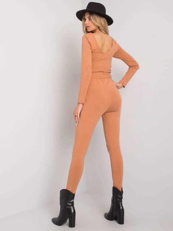 Camel jumpsuit with Alora strap