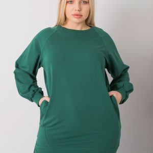 Dark Green Plain Toledo Plus Size Sweatshirt