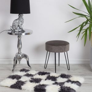 Graphite and white shaggy carpet