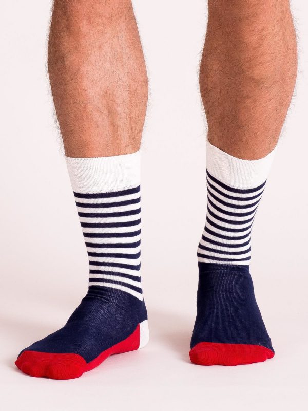 Ecru-navy men's socks