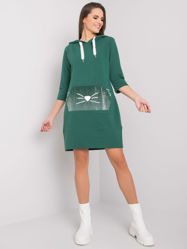 Dark Green Sweatshirt Dress Anne