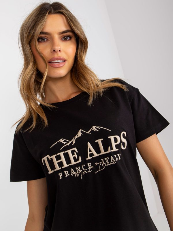 Black & Beige Cotton Loose T-Shirt