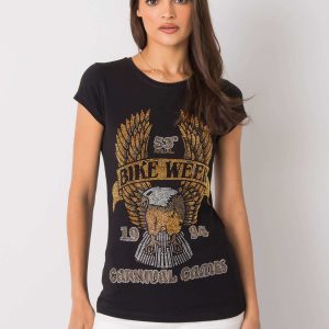 Black T-shirt with Haley applique