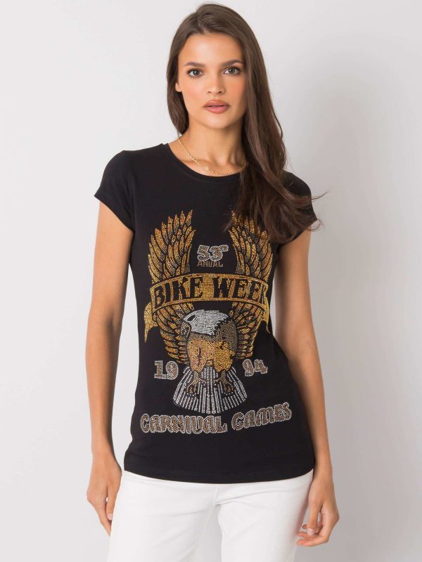 Black T-shirt with Haley applique