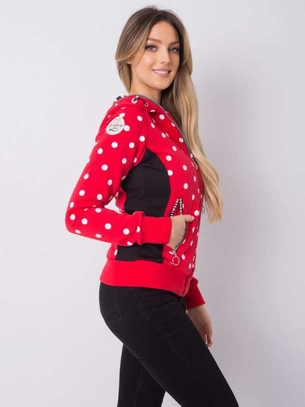 Red capital polka dot hoodie