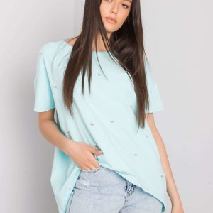 Mint blouse with Etty applique