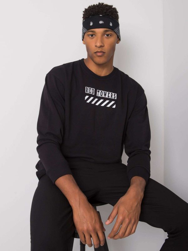 Men's black sweatshirt with print Maxton LIWALI