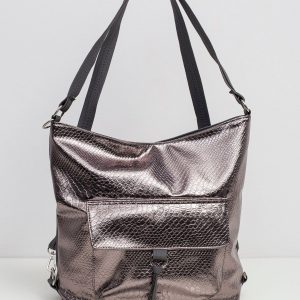 Silver-grey handbag with animal motif