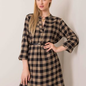 Beige and black flannel dress Candice