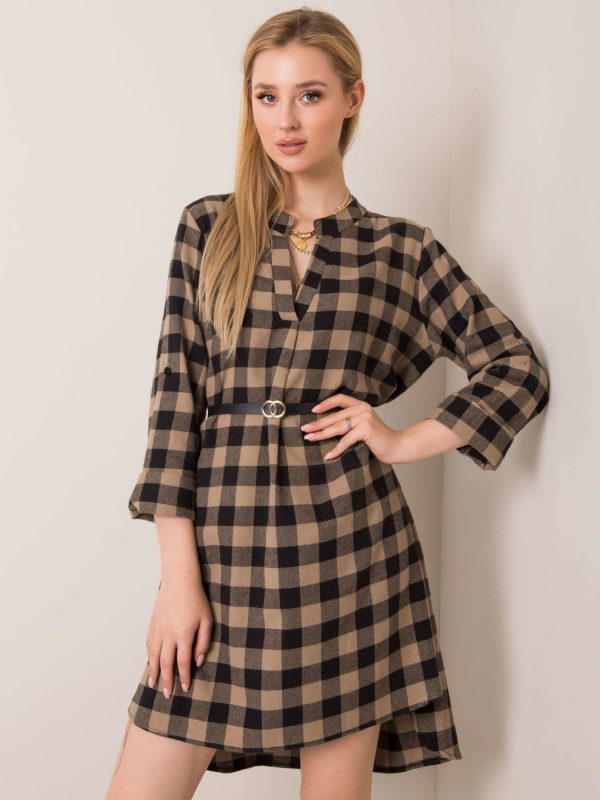 Beige and black flannel dress Candice