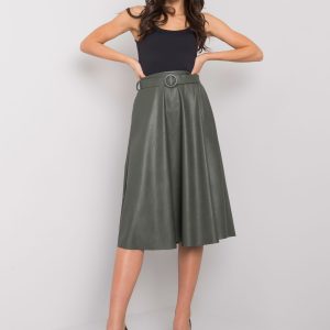 Khaki Gerrie Leatherette Skirt