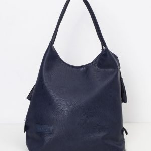 Navy blue faux leather bag